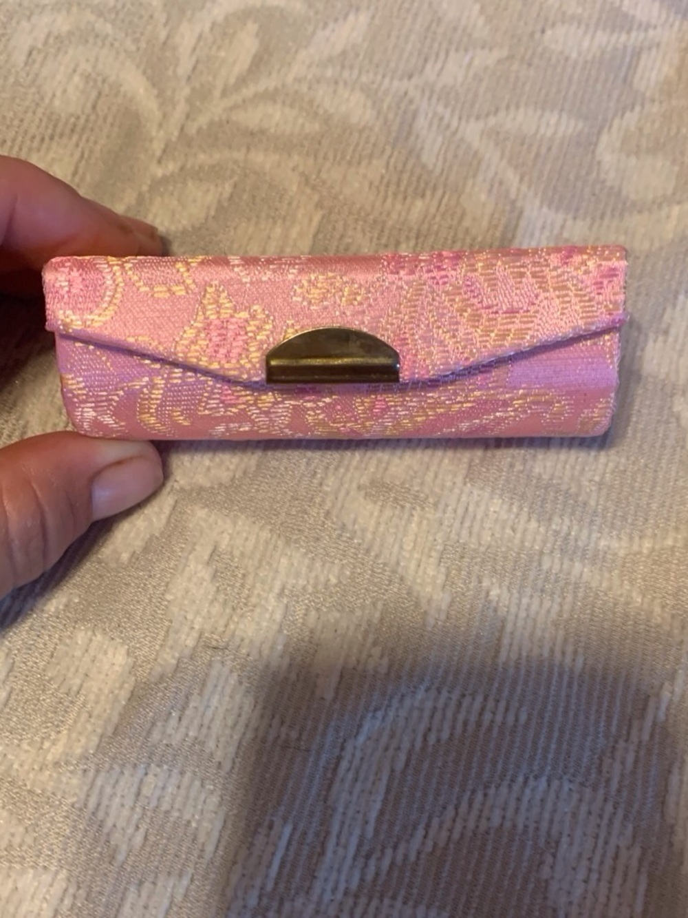 Pink Brocade lipstick case